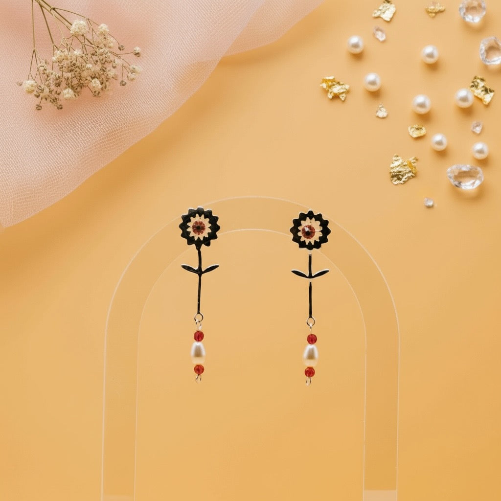Pearl Blossom Drops (Sterling Silver & Swarovski Crystal)