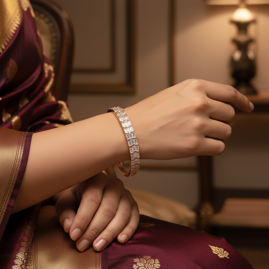 Crystal Line Bracelet (Gold Finish)