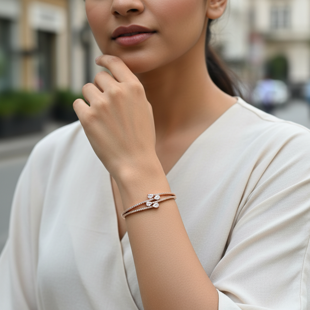 Petal Spark Bracelet (Rose Gold Finish)