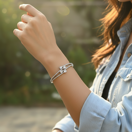 Petal Spark Bracelet (Silver Finish)