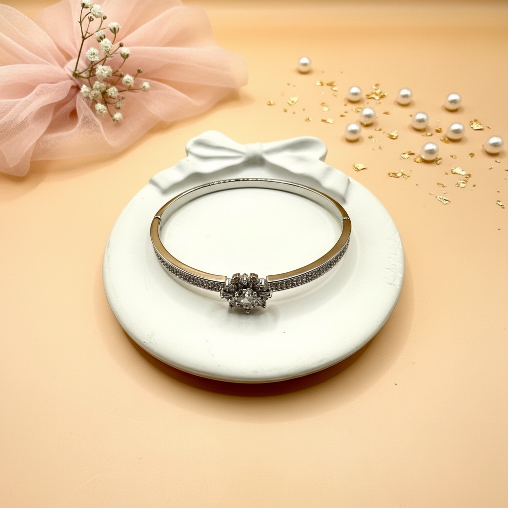 Radiant Bloom Cuff (Silver Finish)