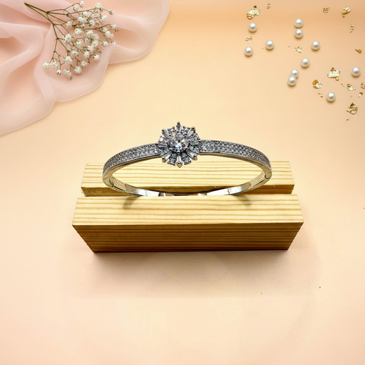 Radiant Bloom Cuff (Silver Finish)