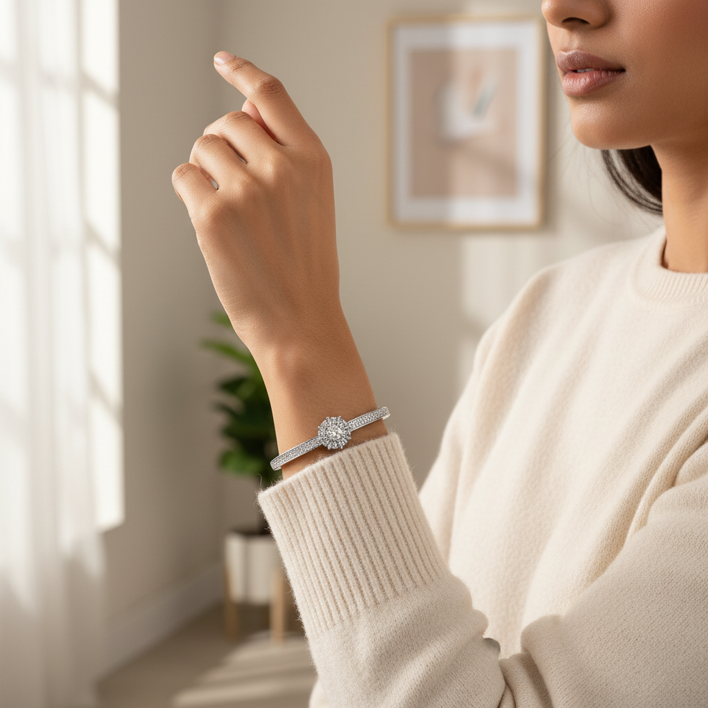 Radiant Bloom Cuff (Silver Finish)