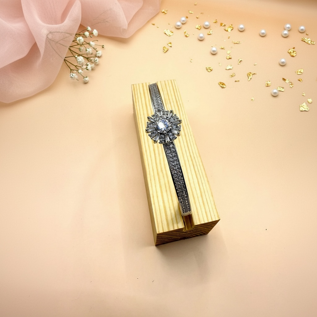 Radiant Bloom Cuff (Silver Finish)