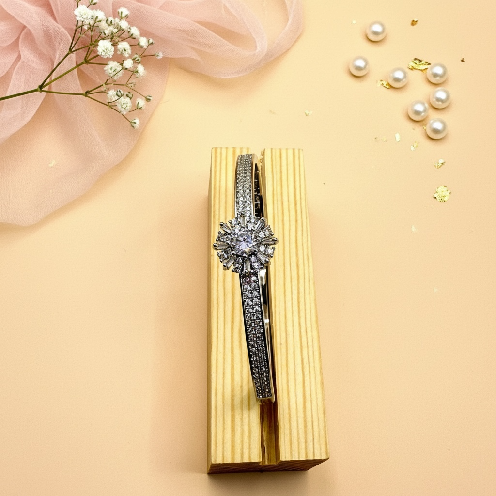 Radiant Bloom Cuff (Silver Finish)