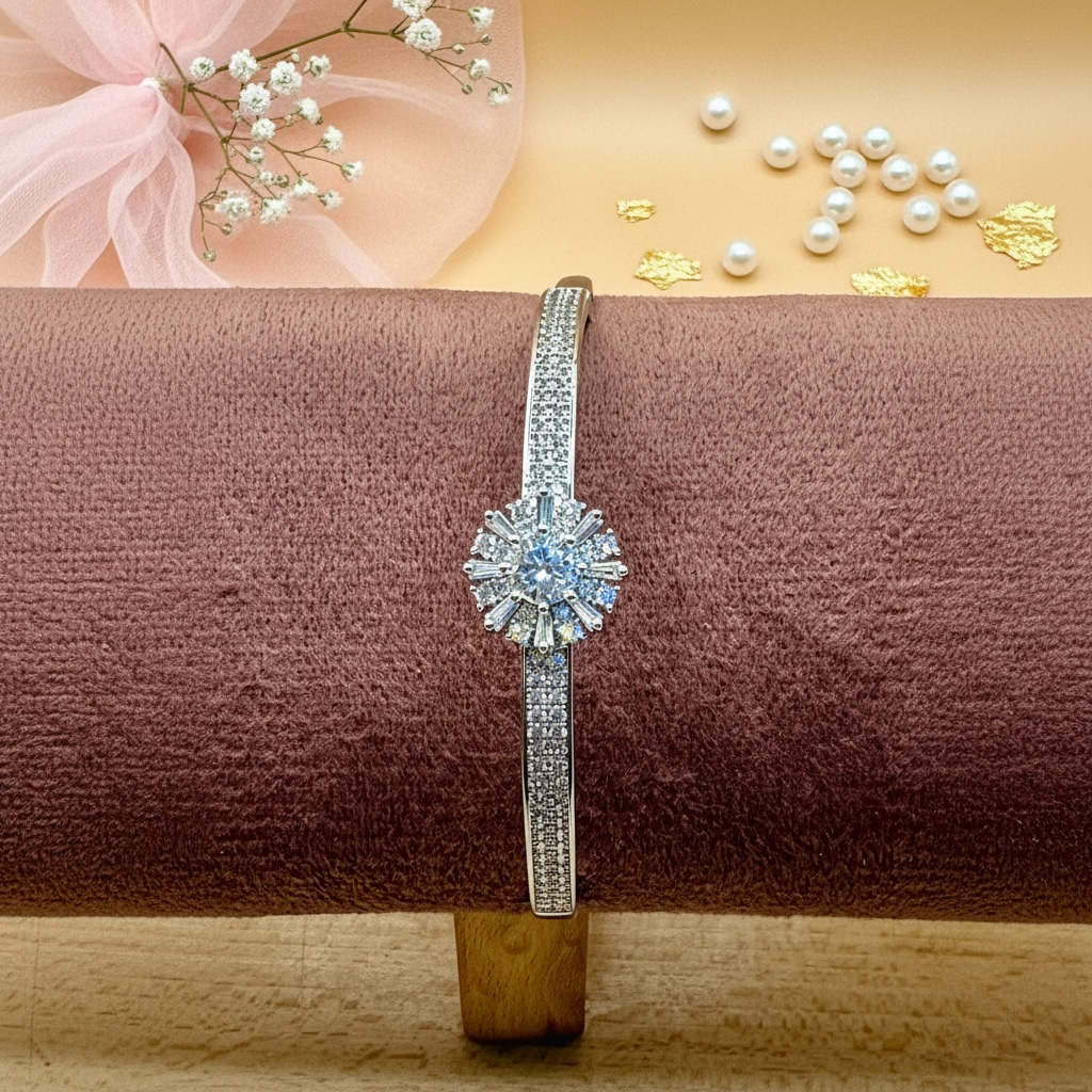 Radiant Bloom Cuff (Silver Finish)