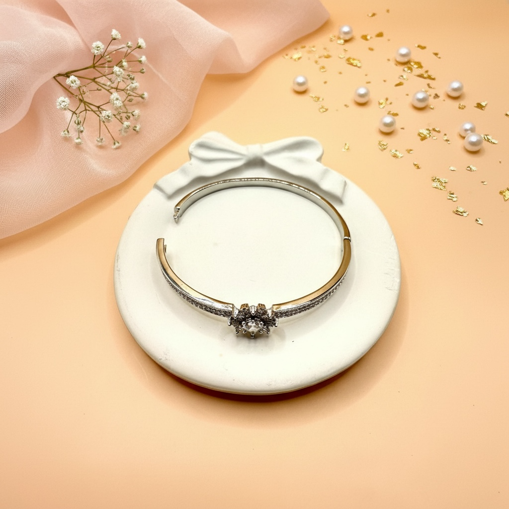 Radiant Bloom Cuff (Silver Finish)