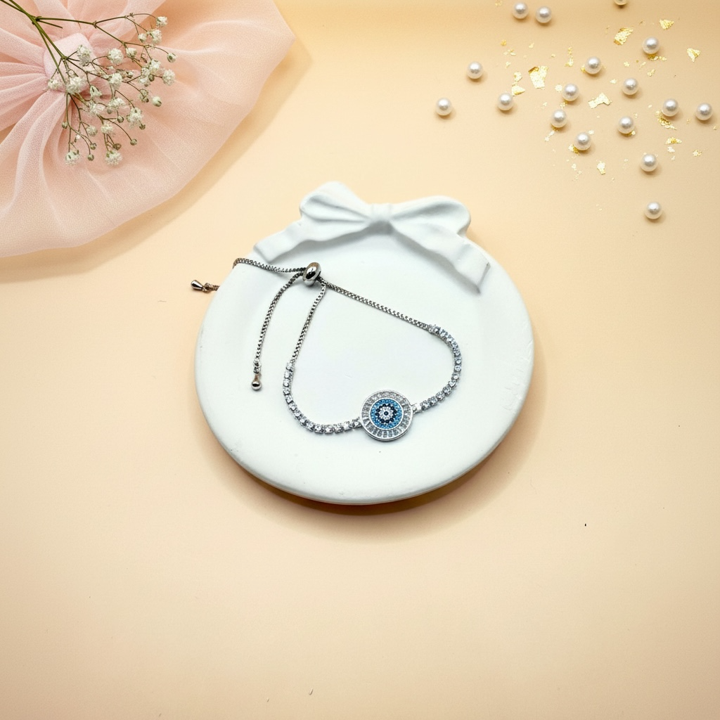 Azure Eye Bracelet (Silver Finish)