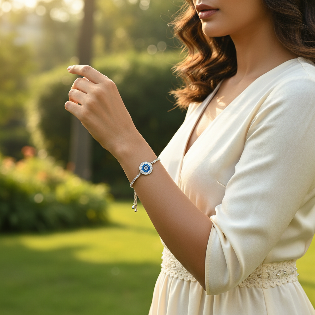 Azure Eye Bracelet (Silver Finish)