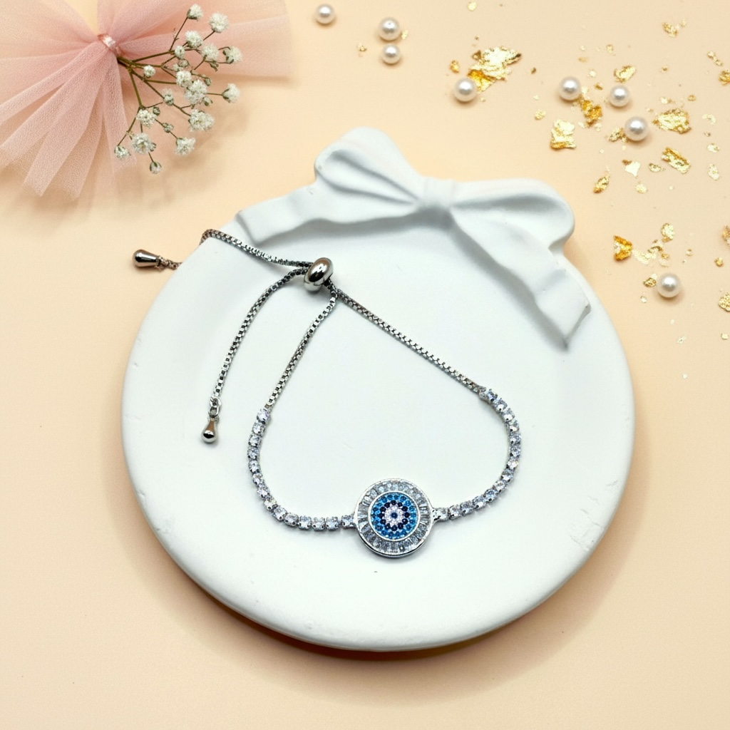 Azure Eye Bracelet (Silver Finish)
