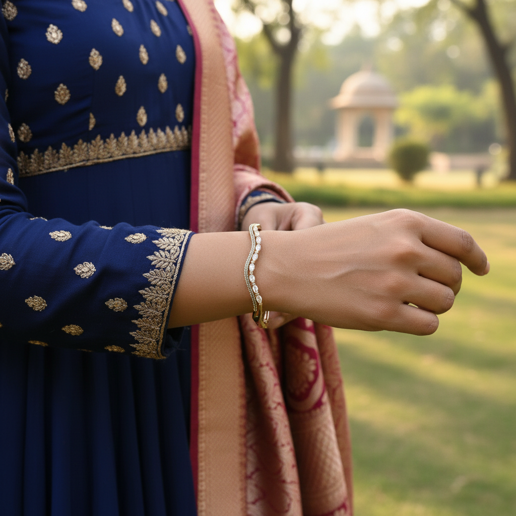 Luna Curve Bracelet (Gold Finish)