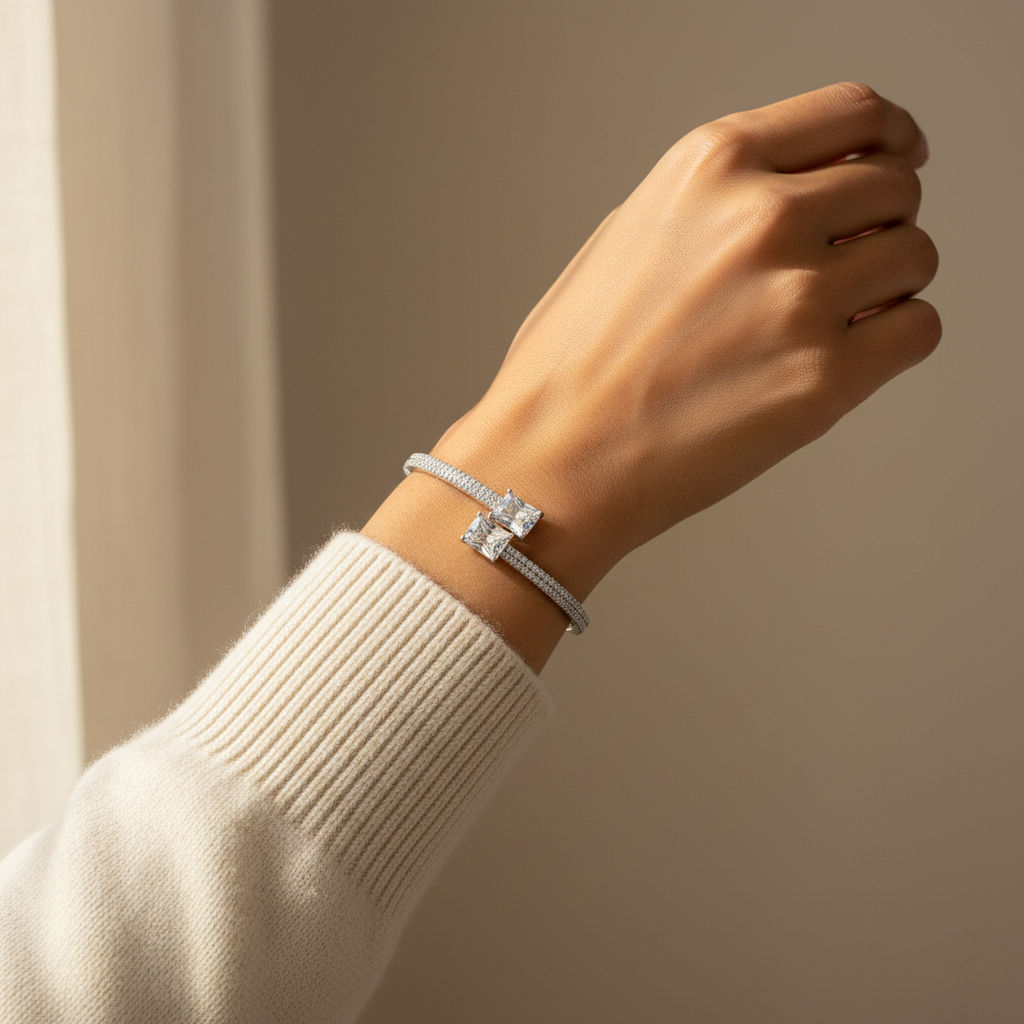 Twin Radiance Bracelet (Silver Finish)