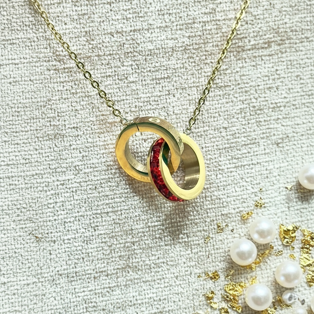 Crimson Orbit Pendant Necklace