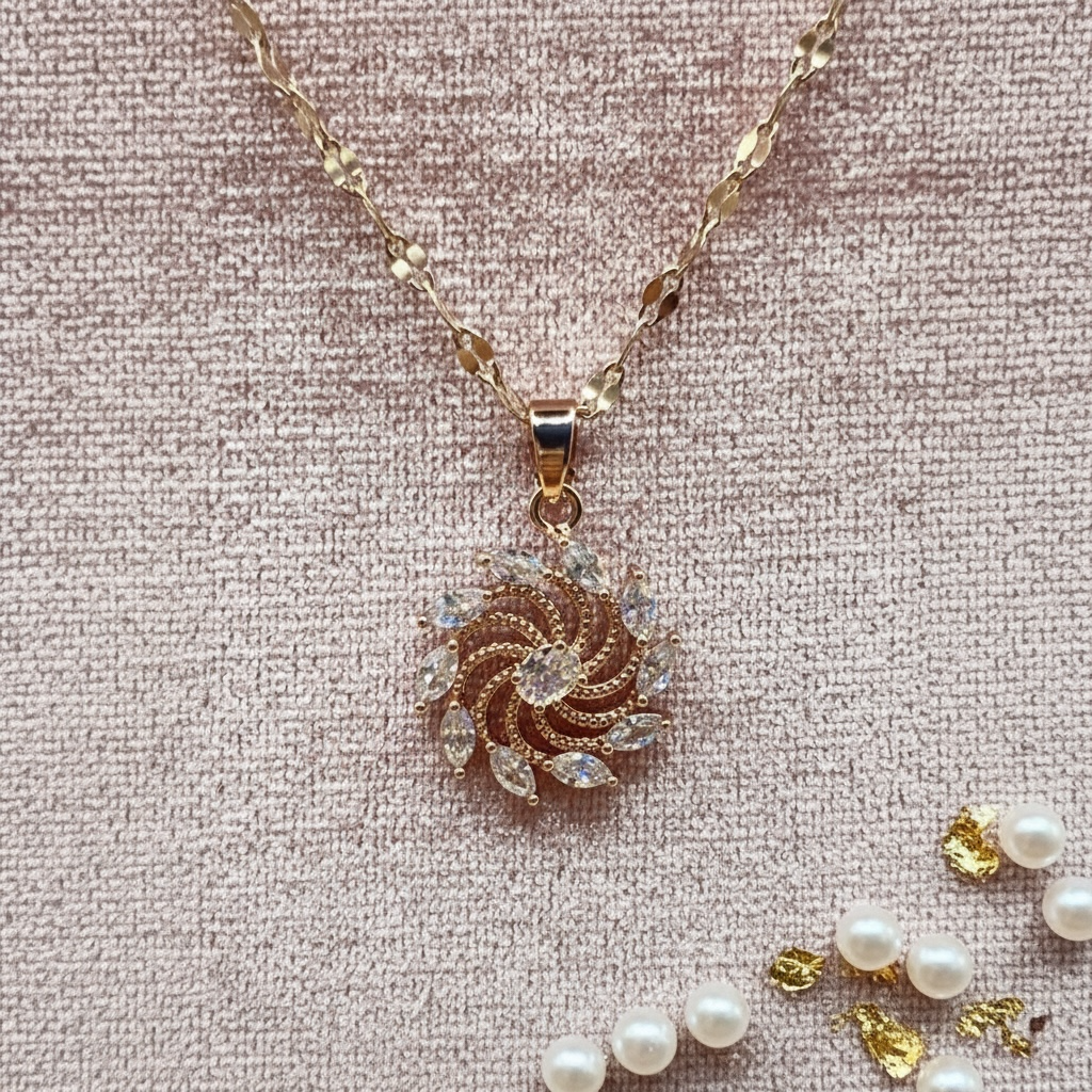 Radiant Swirl Pendant Chain (Rose Gold Finish)