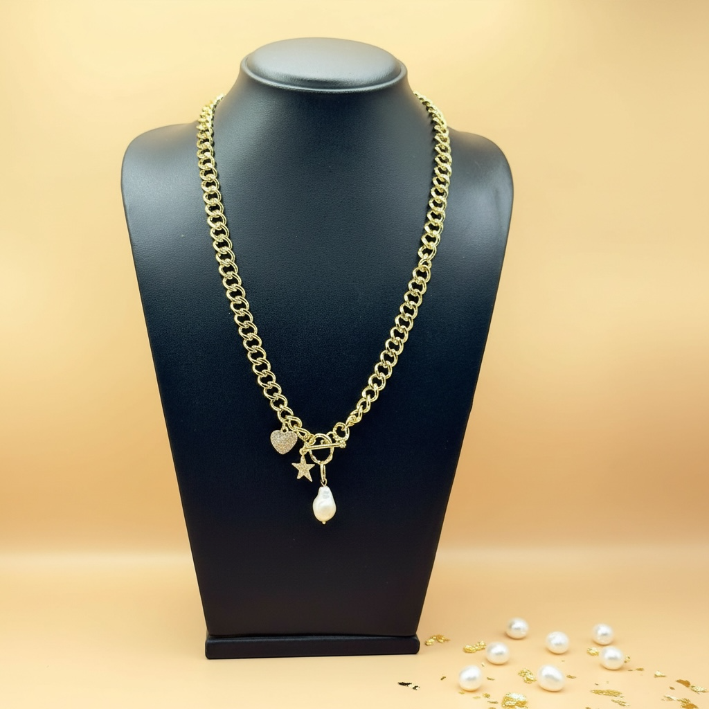 Celestial Pearl Chain (Gold Tone)