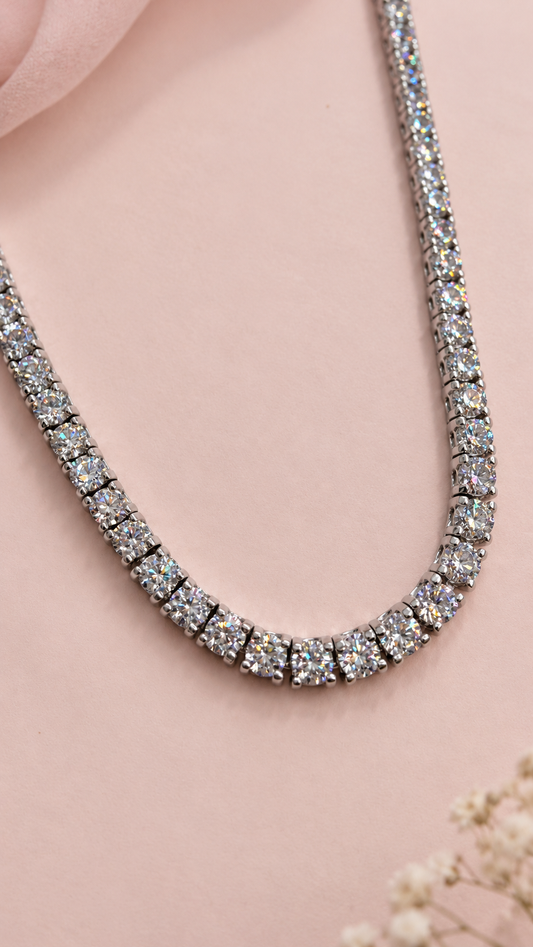 Tennis Necklace - Silver Finish-New Arrival