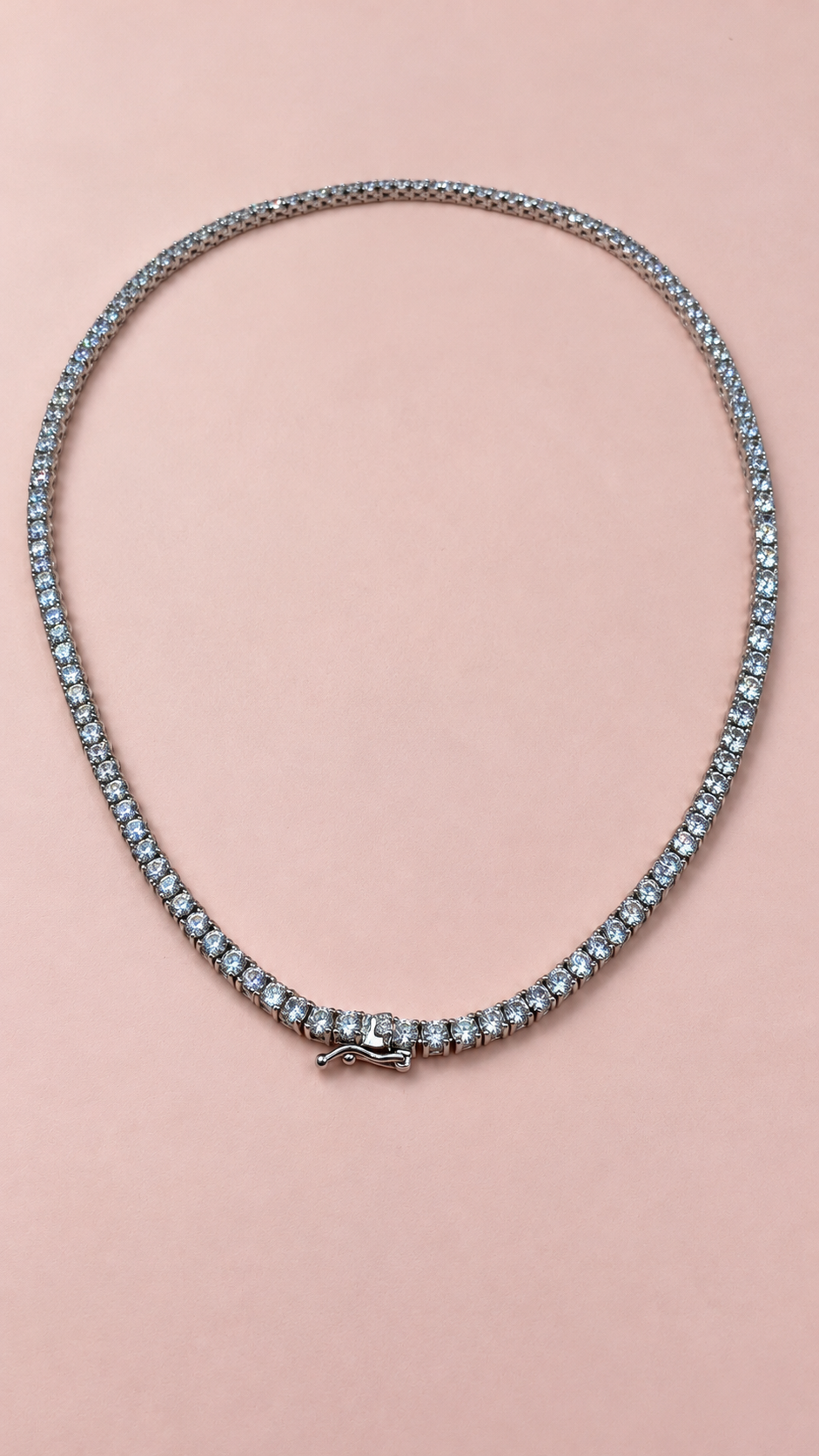 Tennis Necklace - Silver Finish-New Arrival