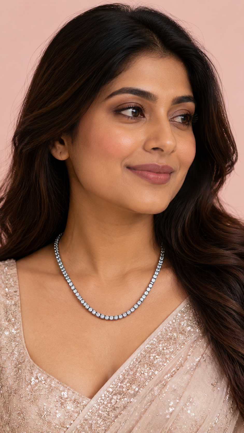 Tennis Necklace - Silver Finish-New Arrival