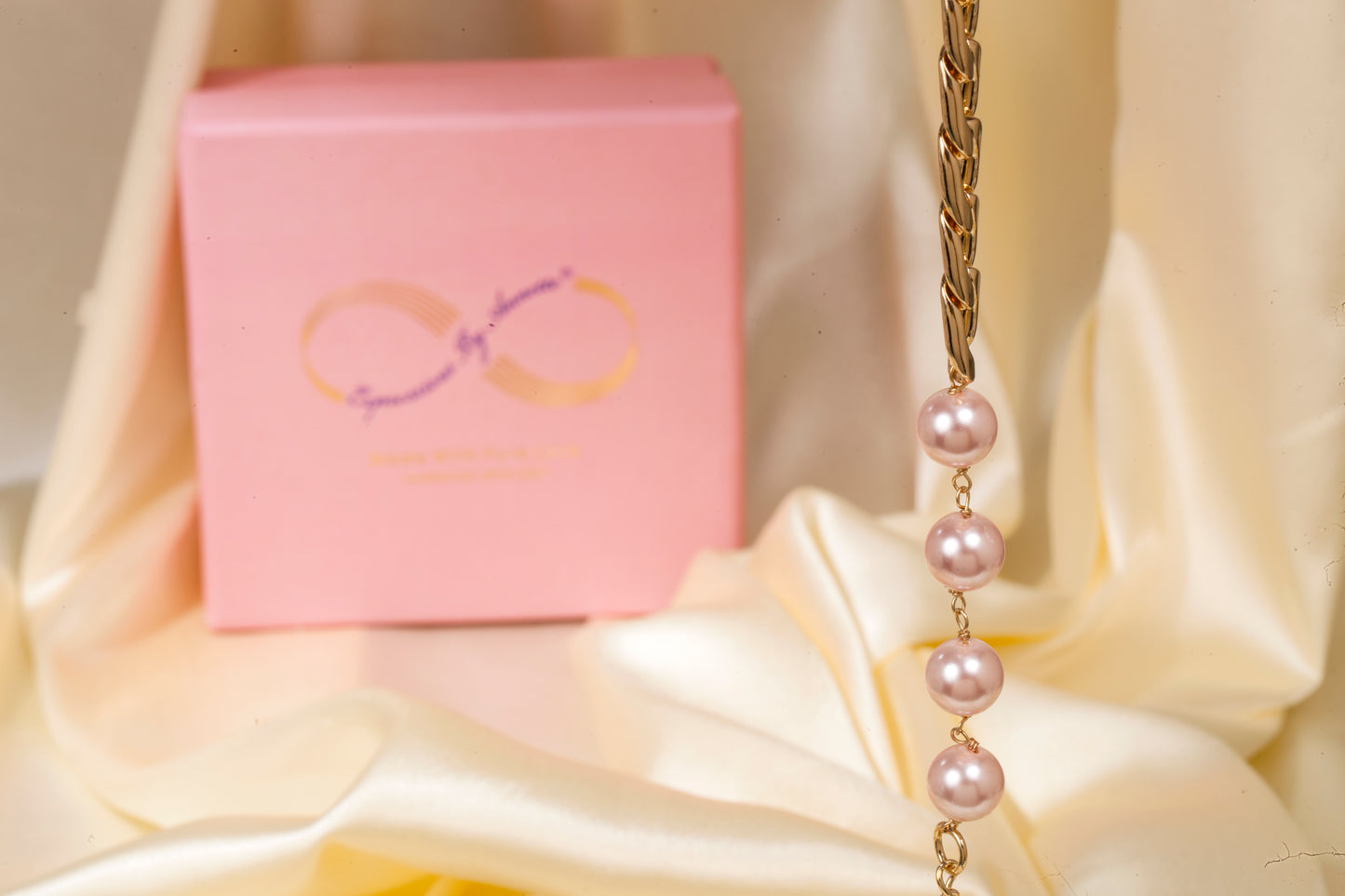 Blush Luxe - Swarovski Pearl & Gold Link Bracelet