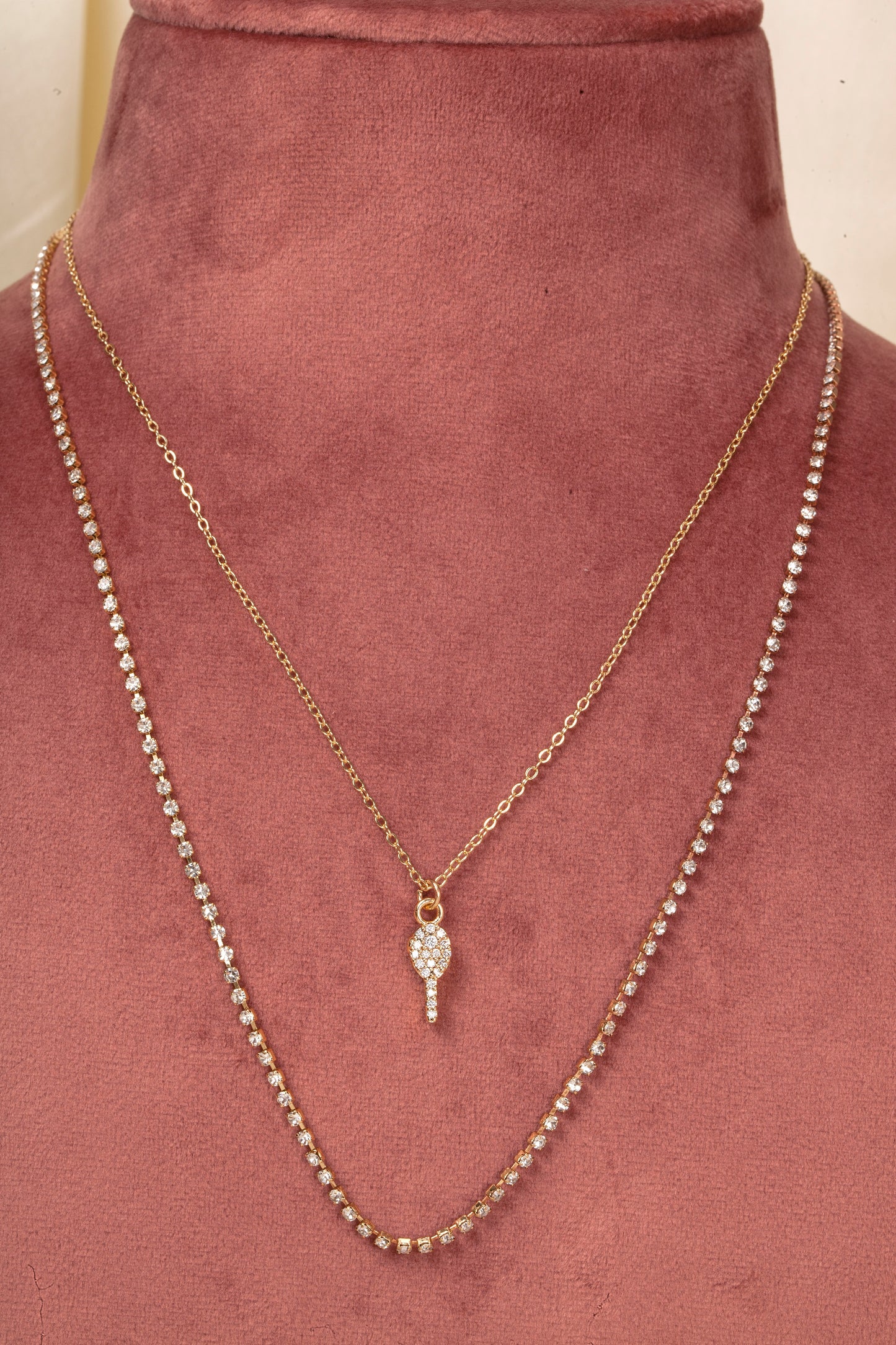 Starlight Whisper - Layered Pendant & Crystal Chain Necklace