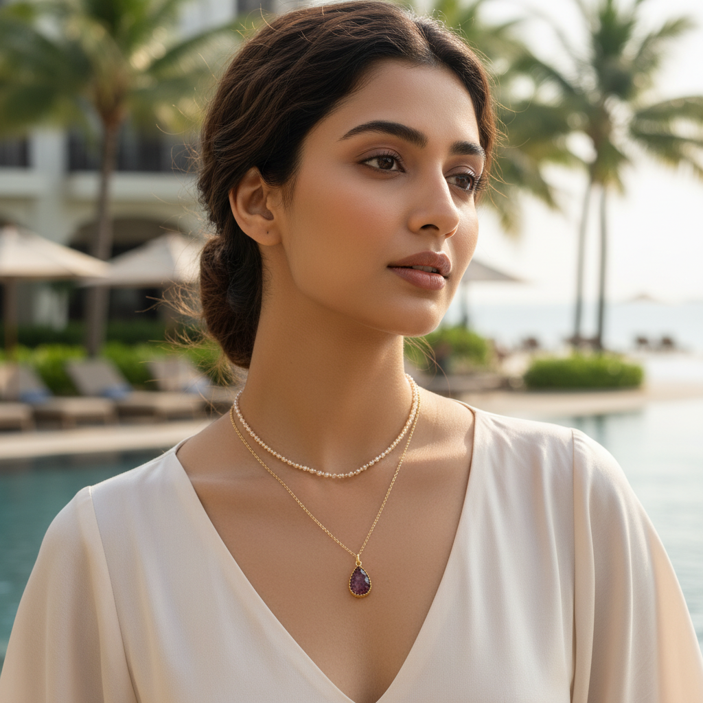 Berry Gold Druzy Layered Necklace