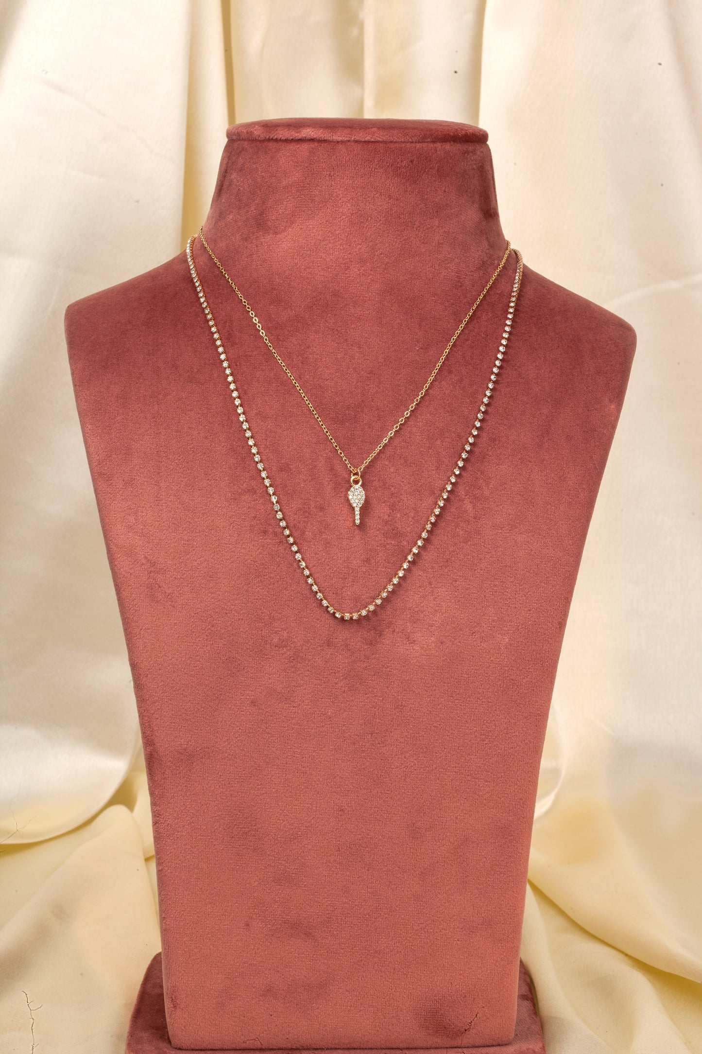 Starlight Whisper - Layered Pendant & Crystal Chain Necklace