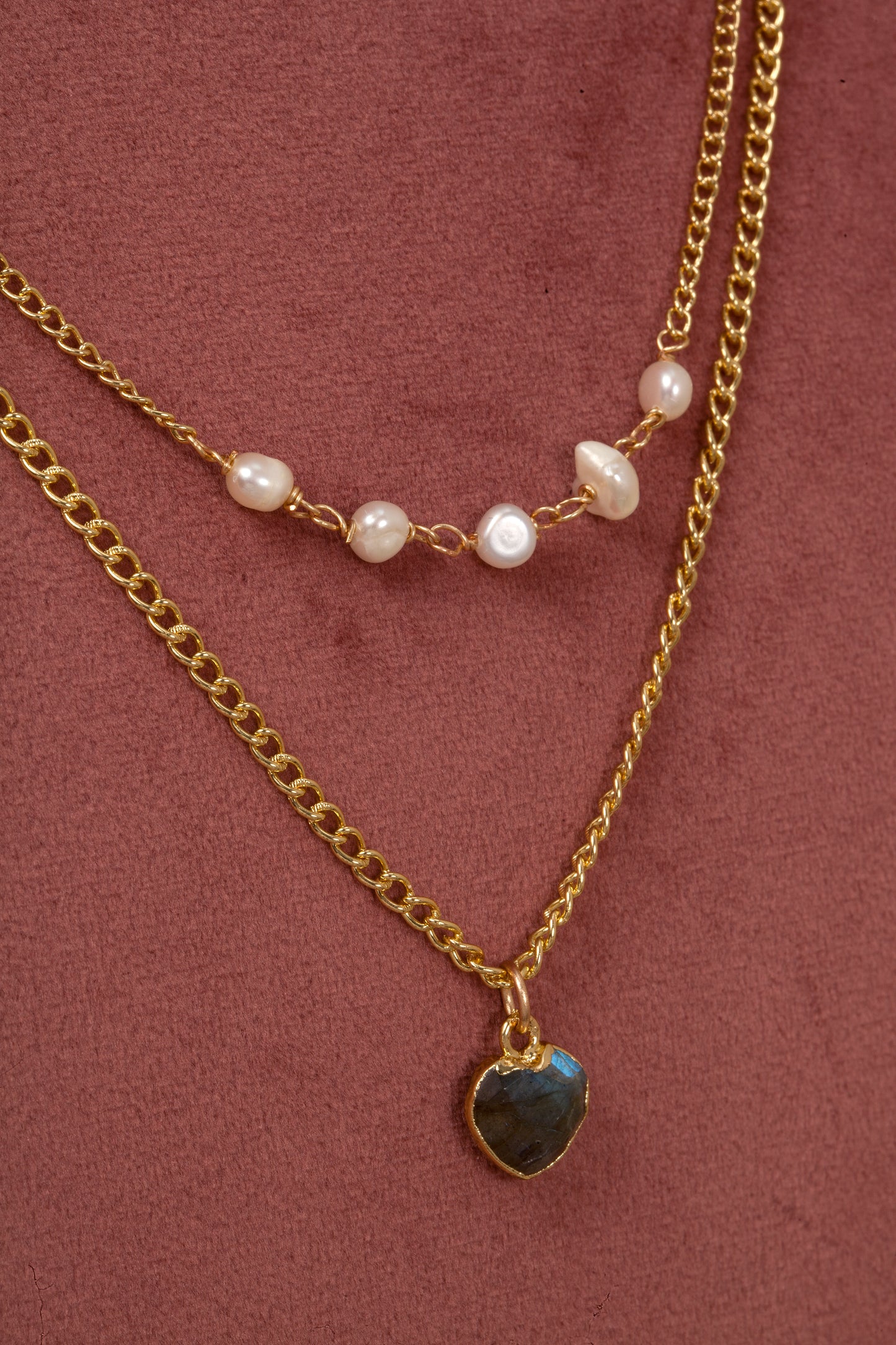 Pearl Romance - Labradorite & Pearl Layered Necklace
