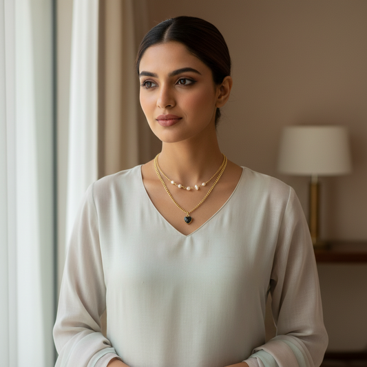 Pearl Romance - Labradorite & Pearl Layered Necklace