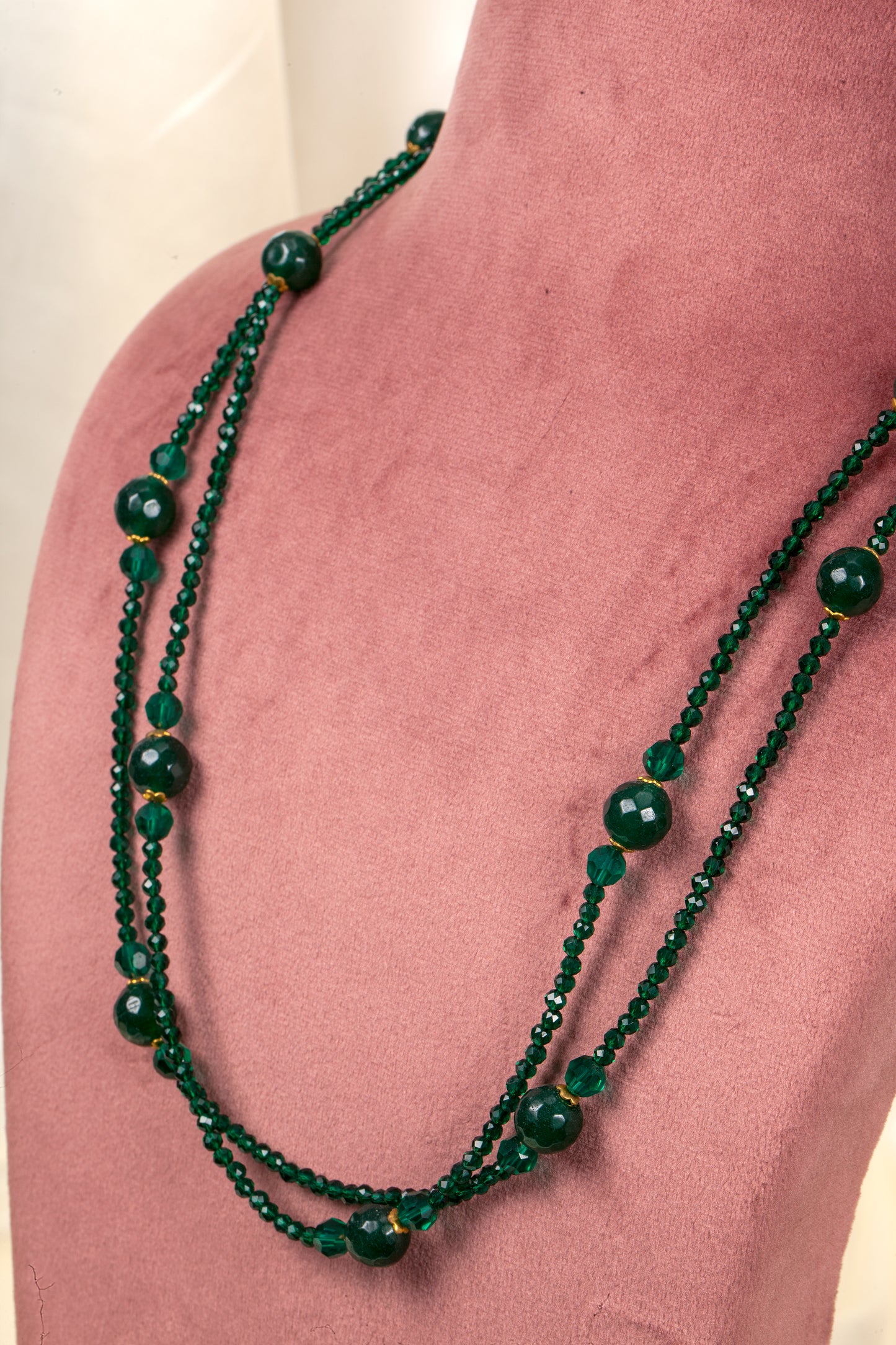 Emerald Illusion - Double Strand Green Agate Necklace