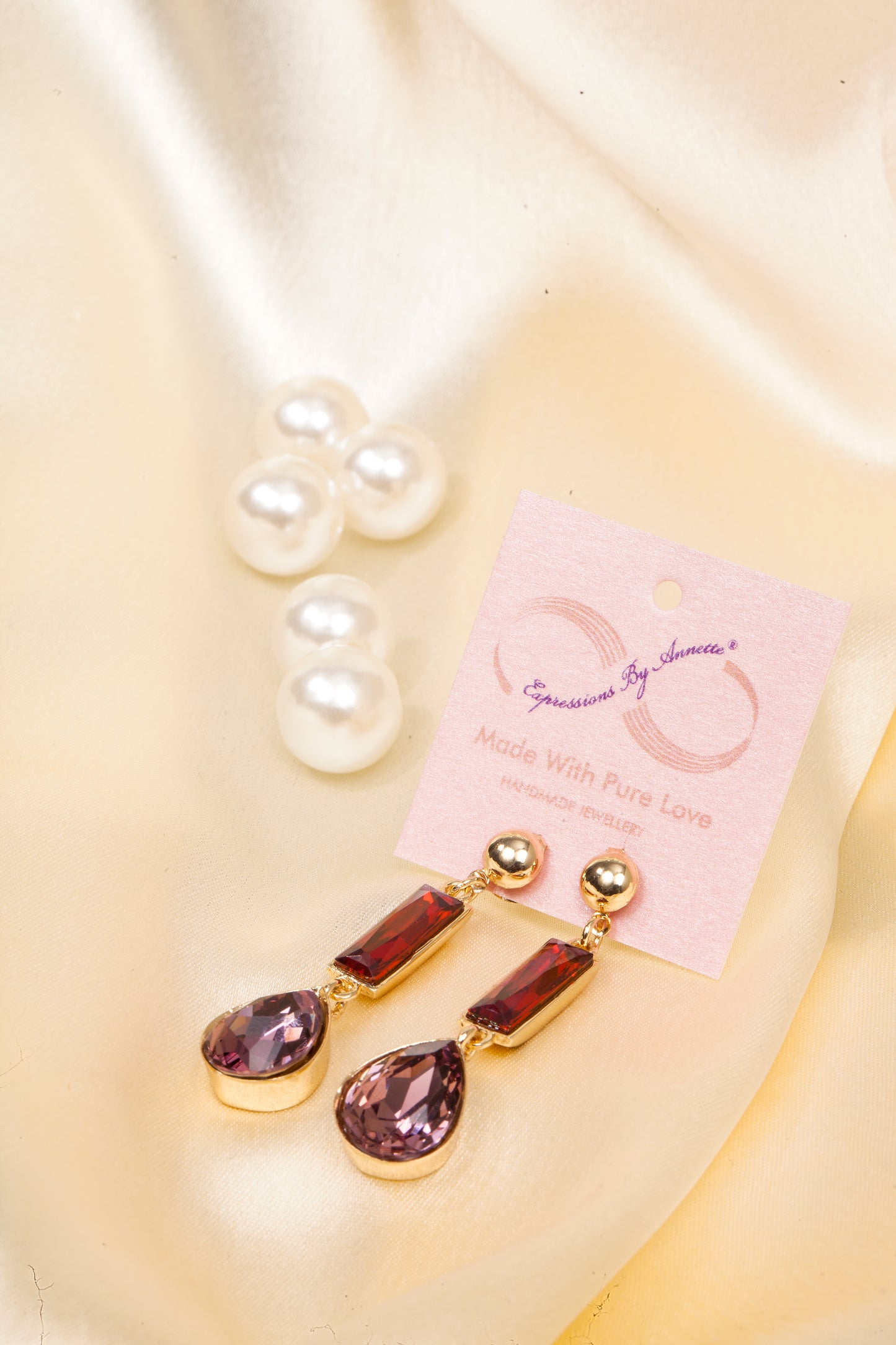 Swarovski Crimson & Amethyst Glamour Drop Earrings