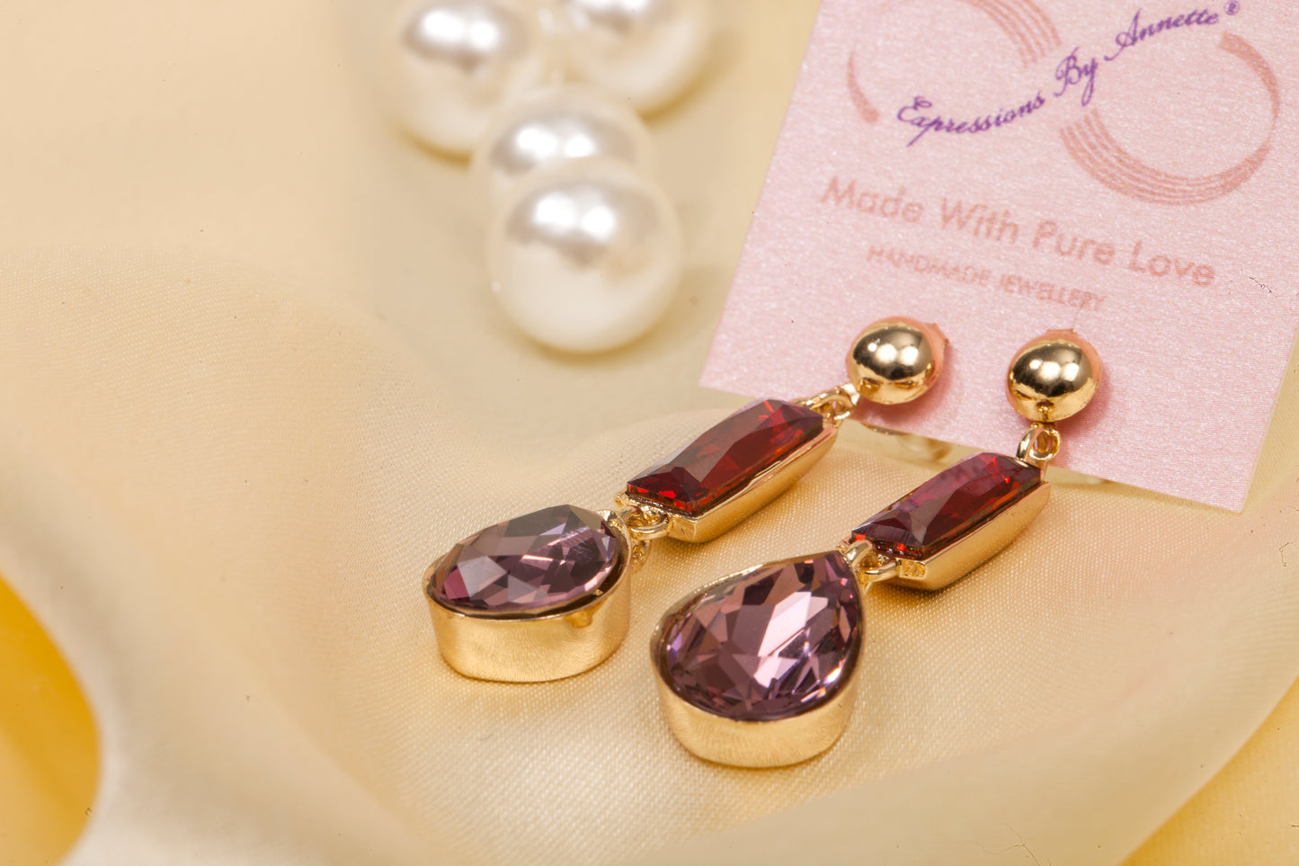 Swarovski Crimson & Amethyst Glamour Drop Earrings