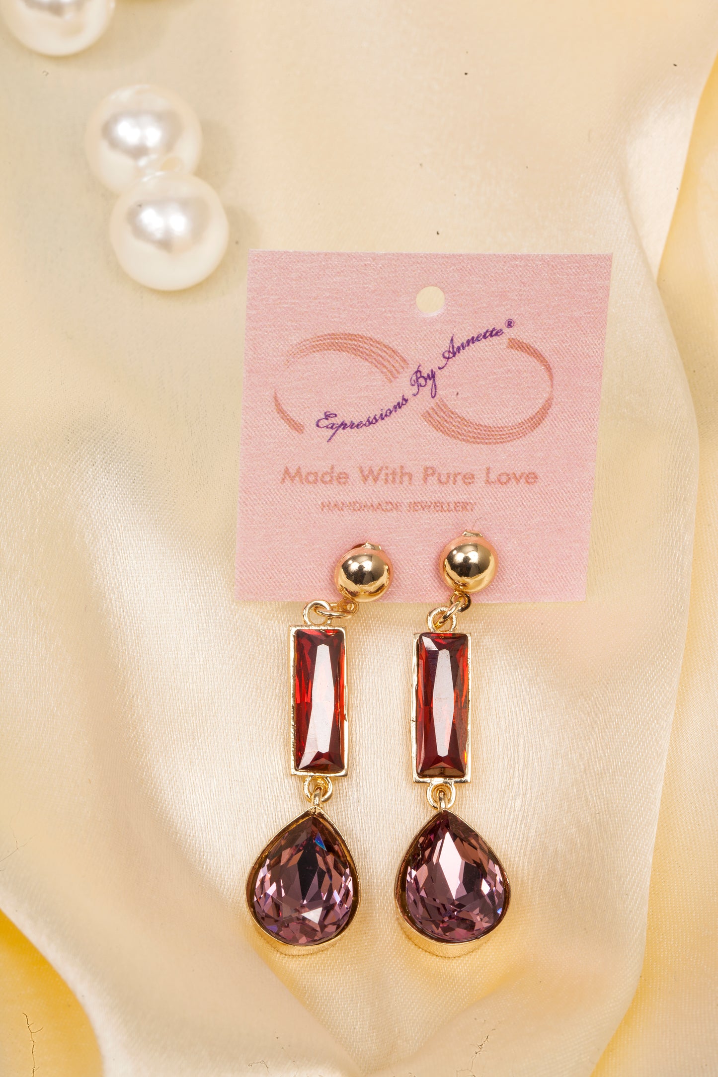 Swarovski Crimson & Amethyst Glamour Drop Earrings