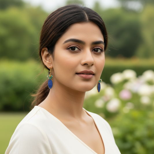 Indigo Bloom - Lapis & Gem Cluster Drop Earrings