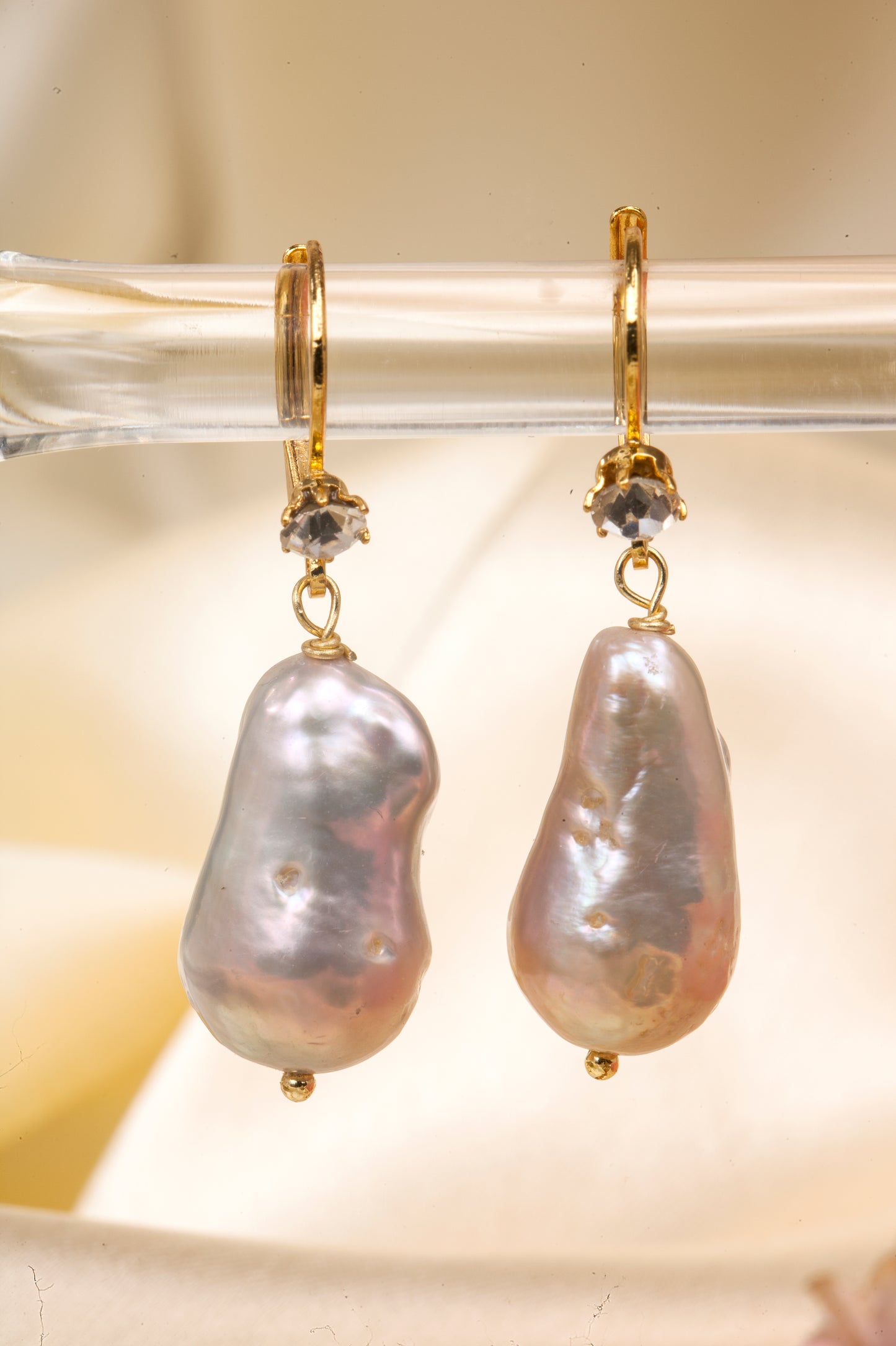 Moonlit Grace - Baroque Pearl & Crystal Drop Earrings