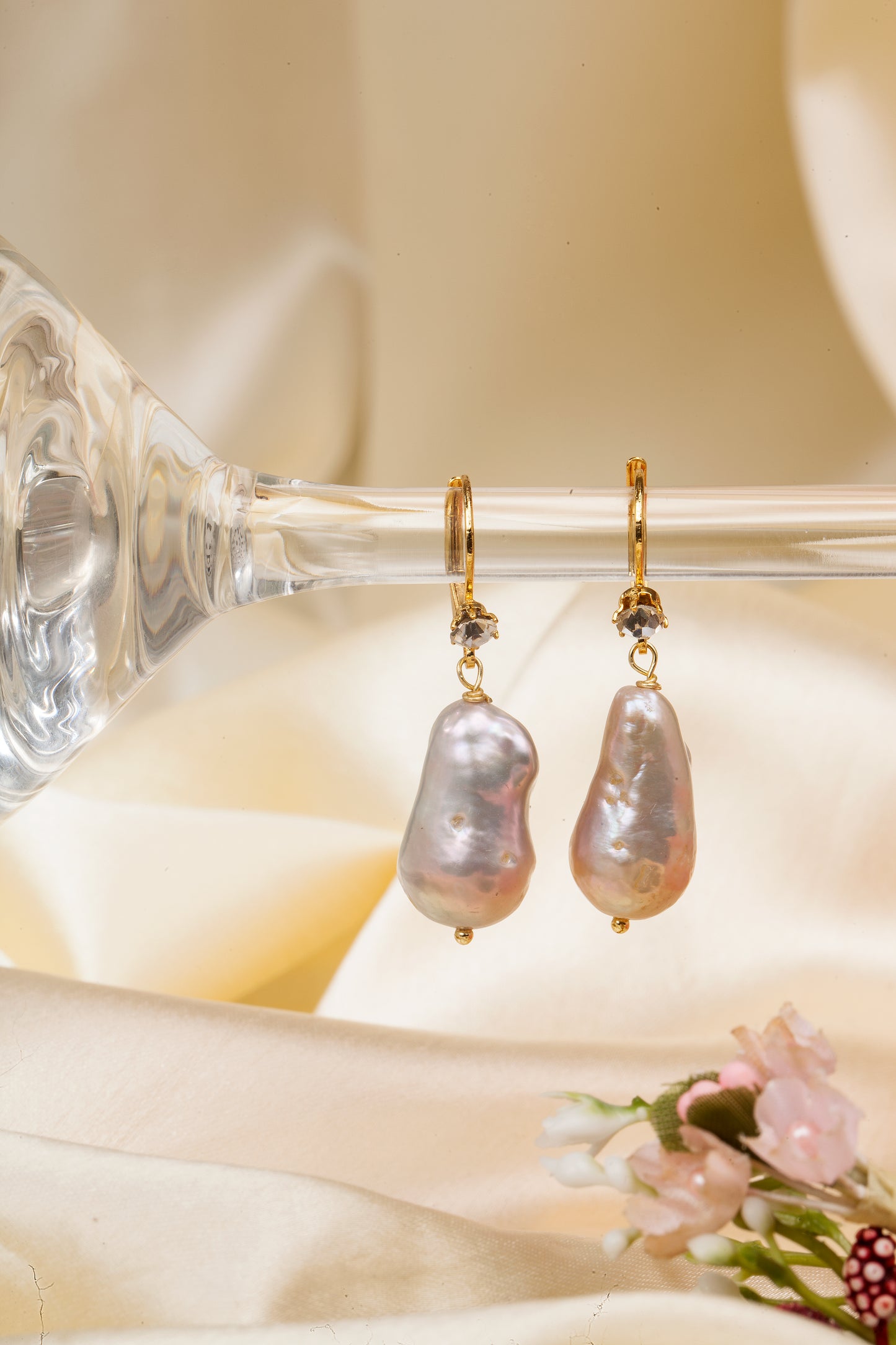 Moonlit Grace - Baroque Pearl & Crystal Drop Earrings