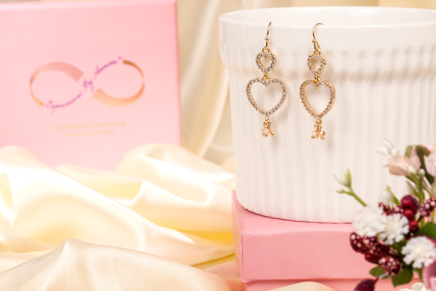 Sparkle in Love - Crystal Heart Drop Earrings