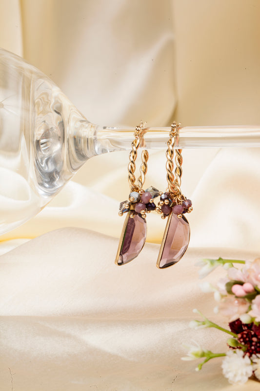 Twilight Muse - Semi Precious Stone & Twisted Hoop Earrings