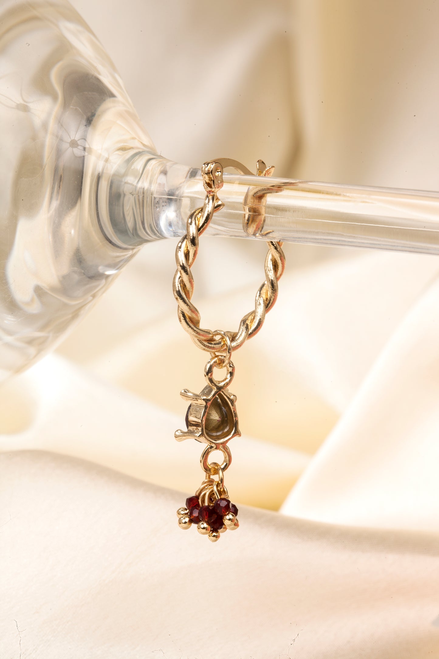 Garnet Glow - Swarovski Crystal Cluster Hoop Earrings