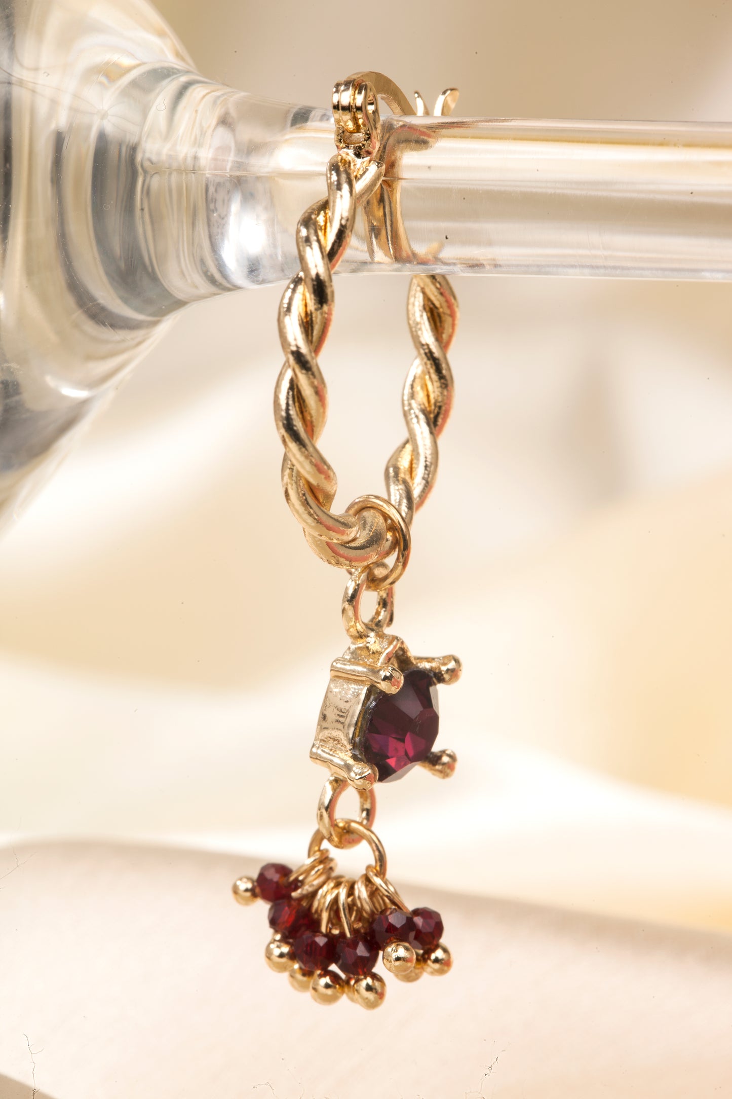 Garnet Glow - Swarovski Crystal Cluster Hoop Earrings