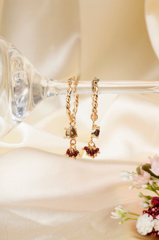 Garnet Glow - Swarovski Crystal Cluster Hoop Earrings