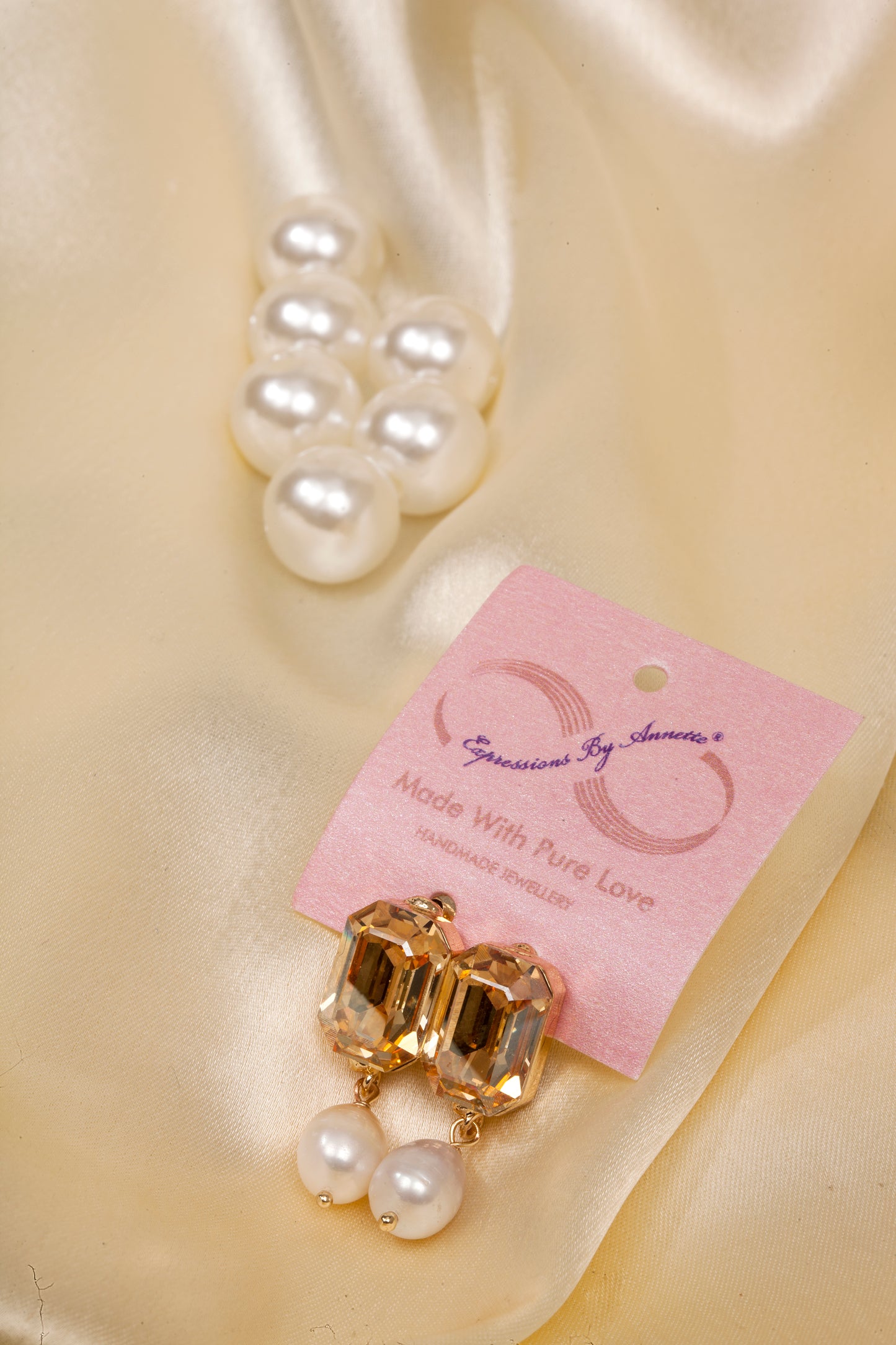 Champagne Glow - Swarovski Crystal & Pearl Drop Earrings