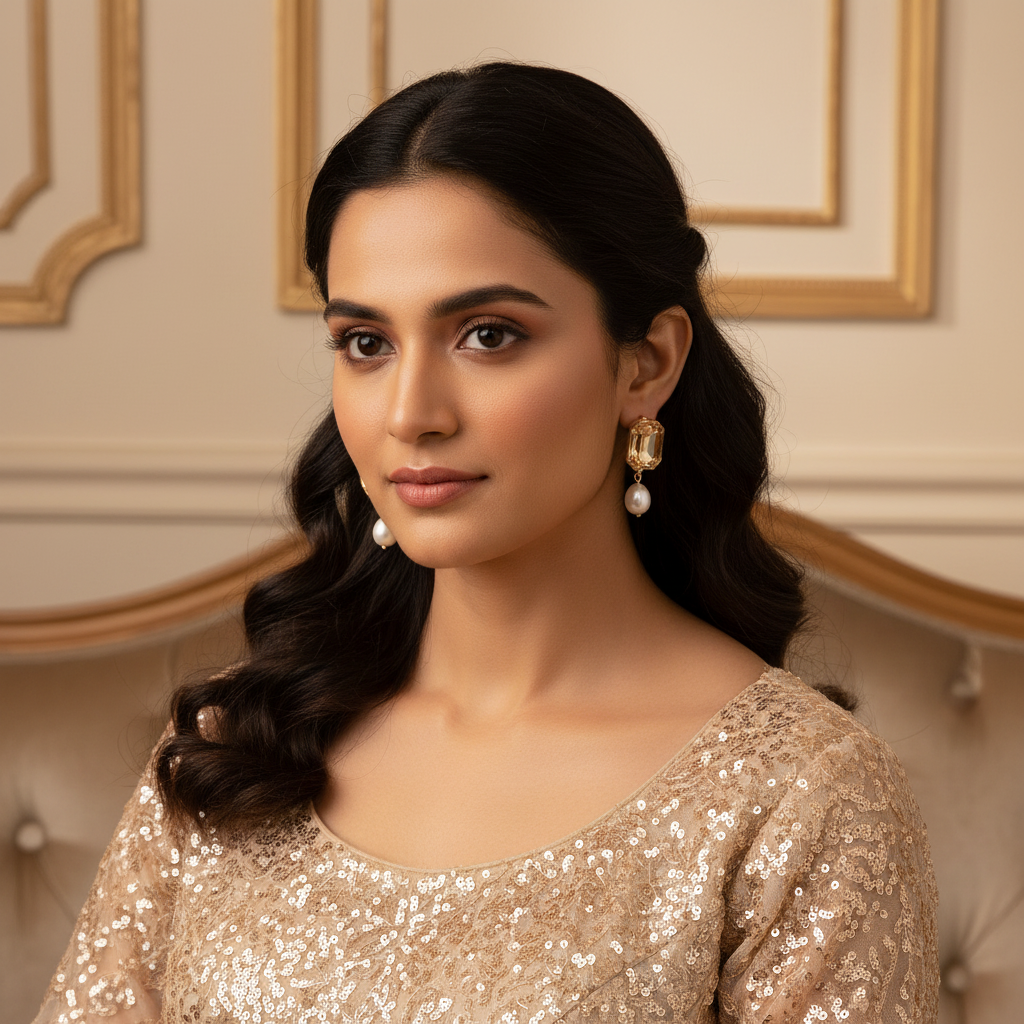Champagne Glow - Swarovski Crystal & Pearl Drop Earrings
