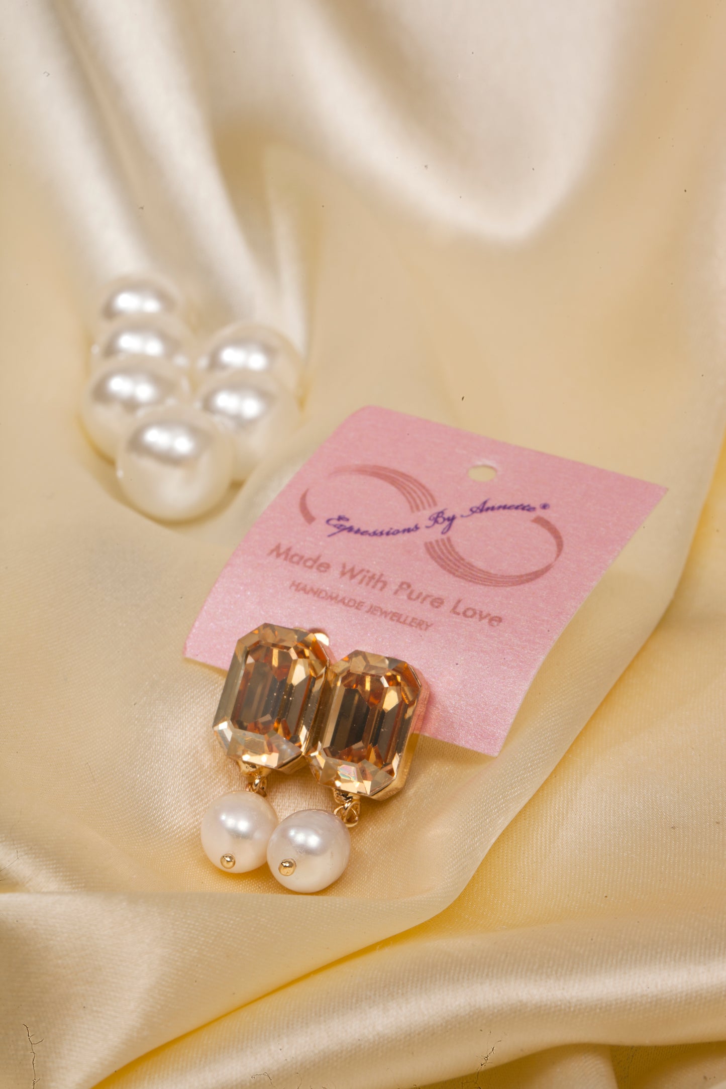 Champagne Glow - Swarovski Crystal & Pearl Drop Earrings