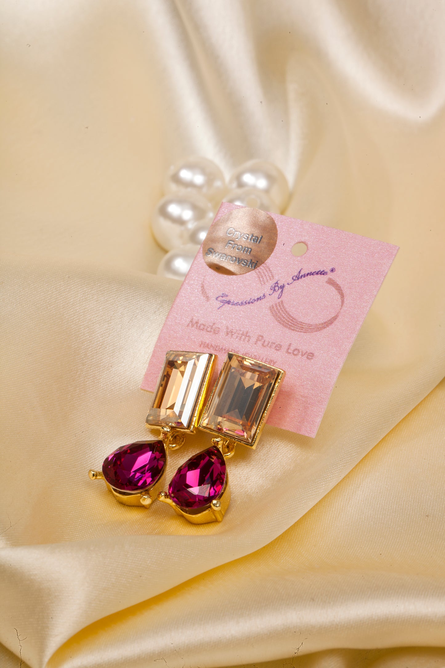 Rose Rani - Swarovski Crystal Drop Earrings (18K Gold Finish)
