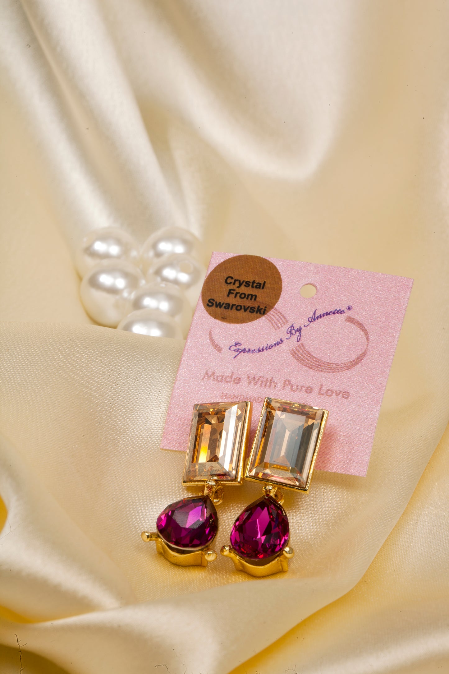 Rose Rani - Swarovski Crystal Drop Earrings (18K Gold Finish)