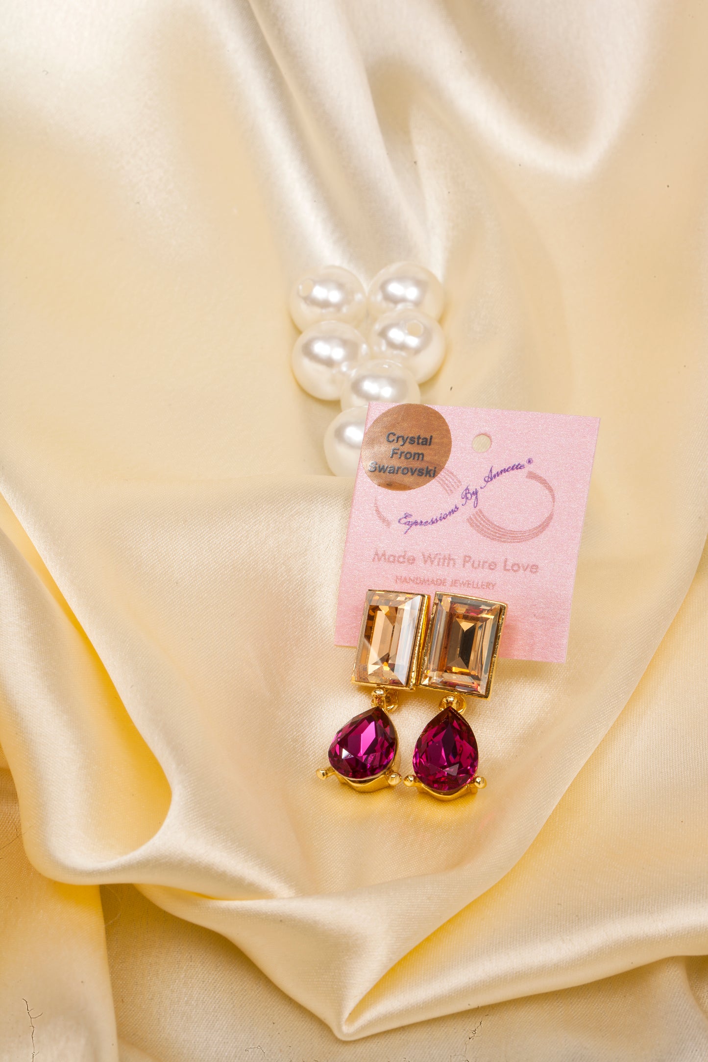 Rose Rani - Swarovski Crystal Drop Earrings (18K Gold Finish)