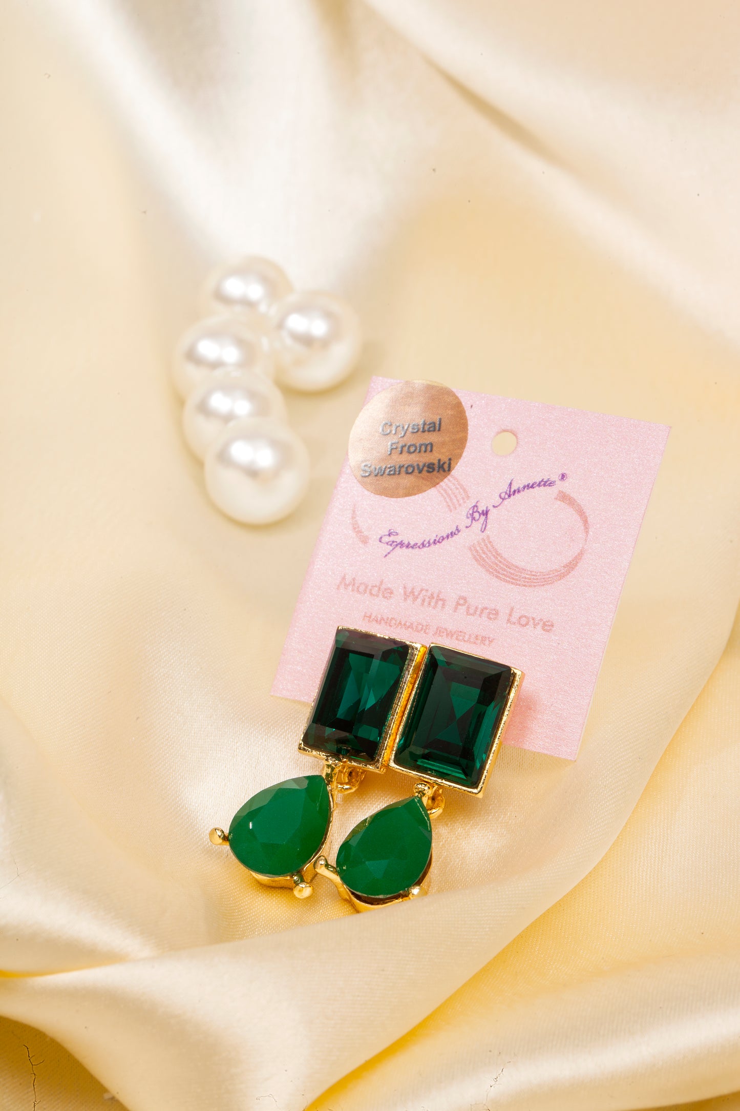 Emerald Royale - Swarovski Crystal Drop Earrings (18K Gold Finish)