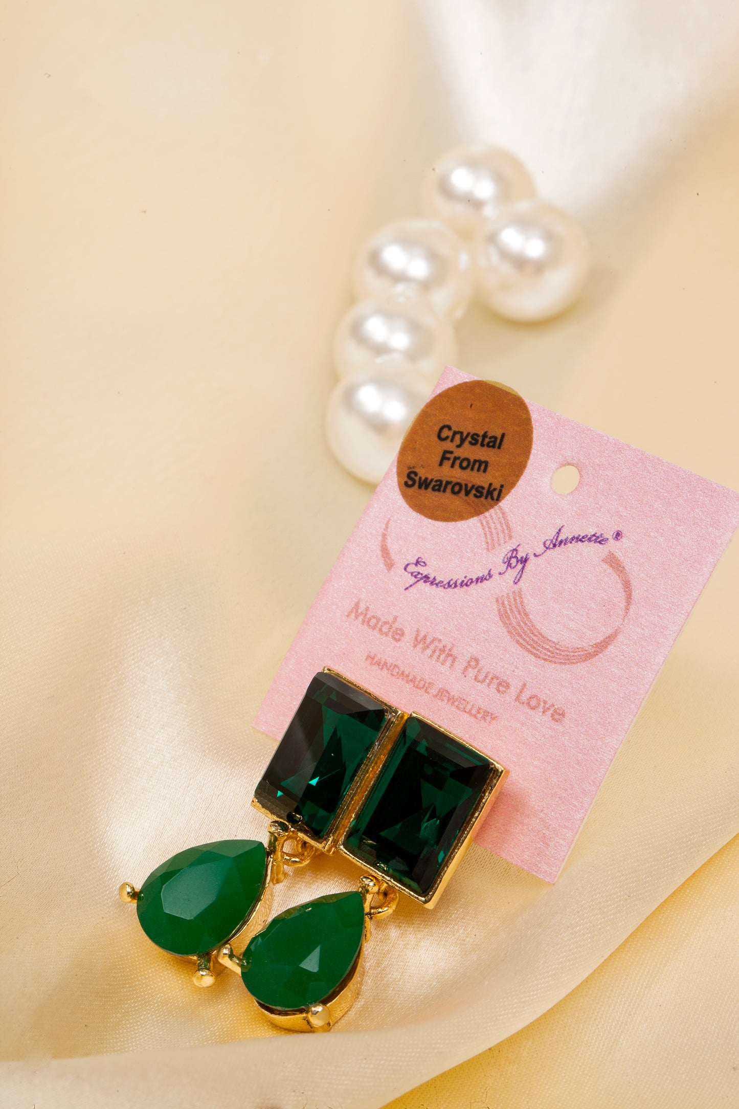 Emerald Royale - Swarovski Crystal Drop Earrings (18K Gold Finish)