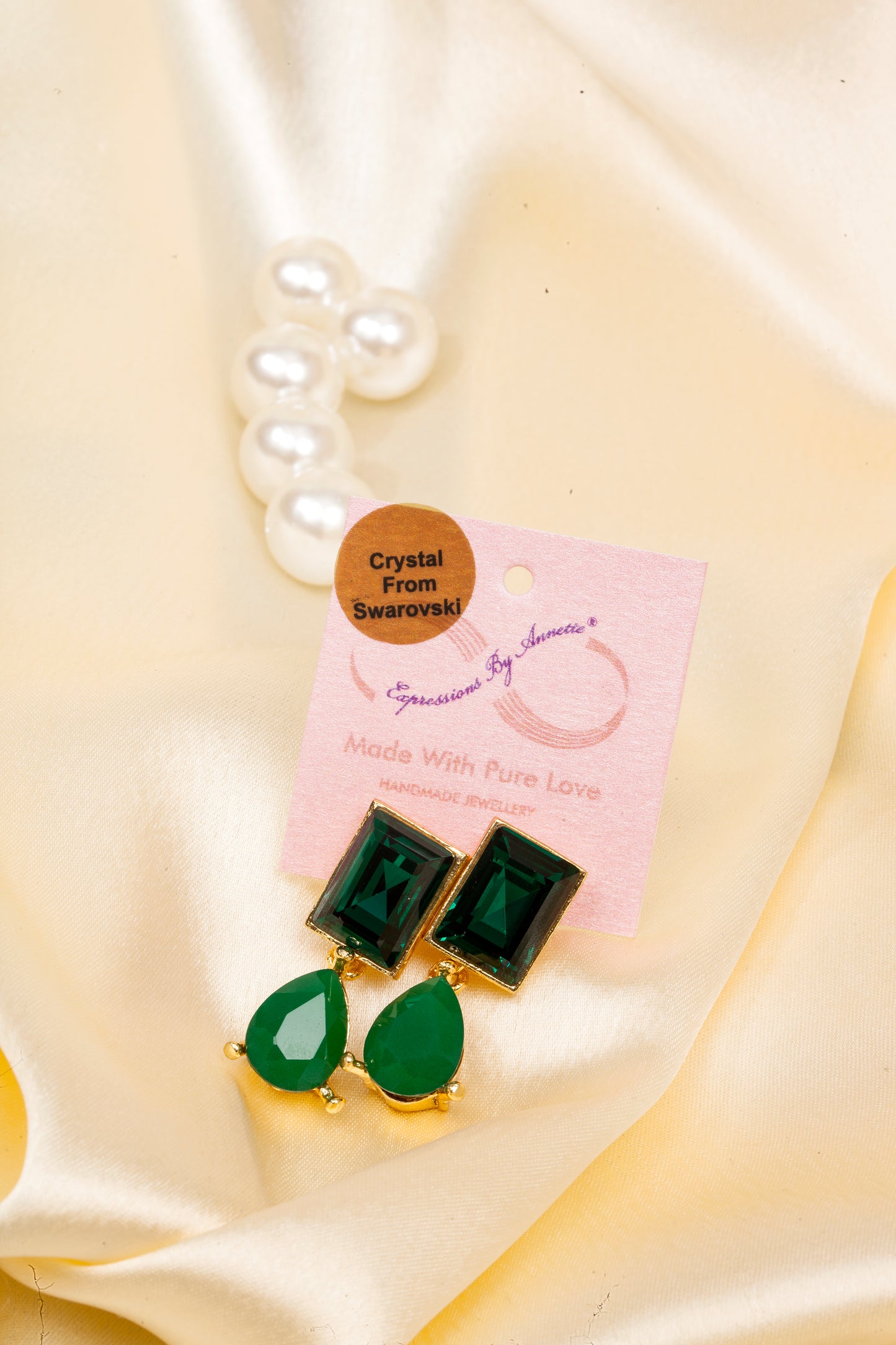 Emerald Royale - Swarovski Crystal Drop Earrings (18K Gold Finish)