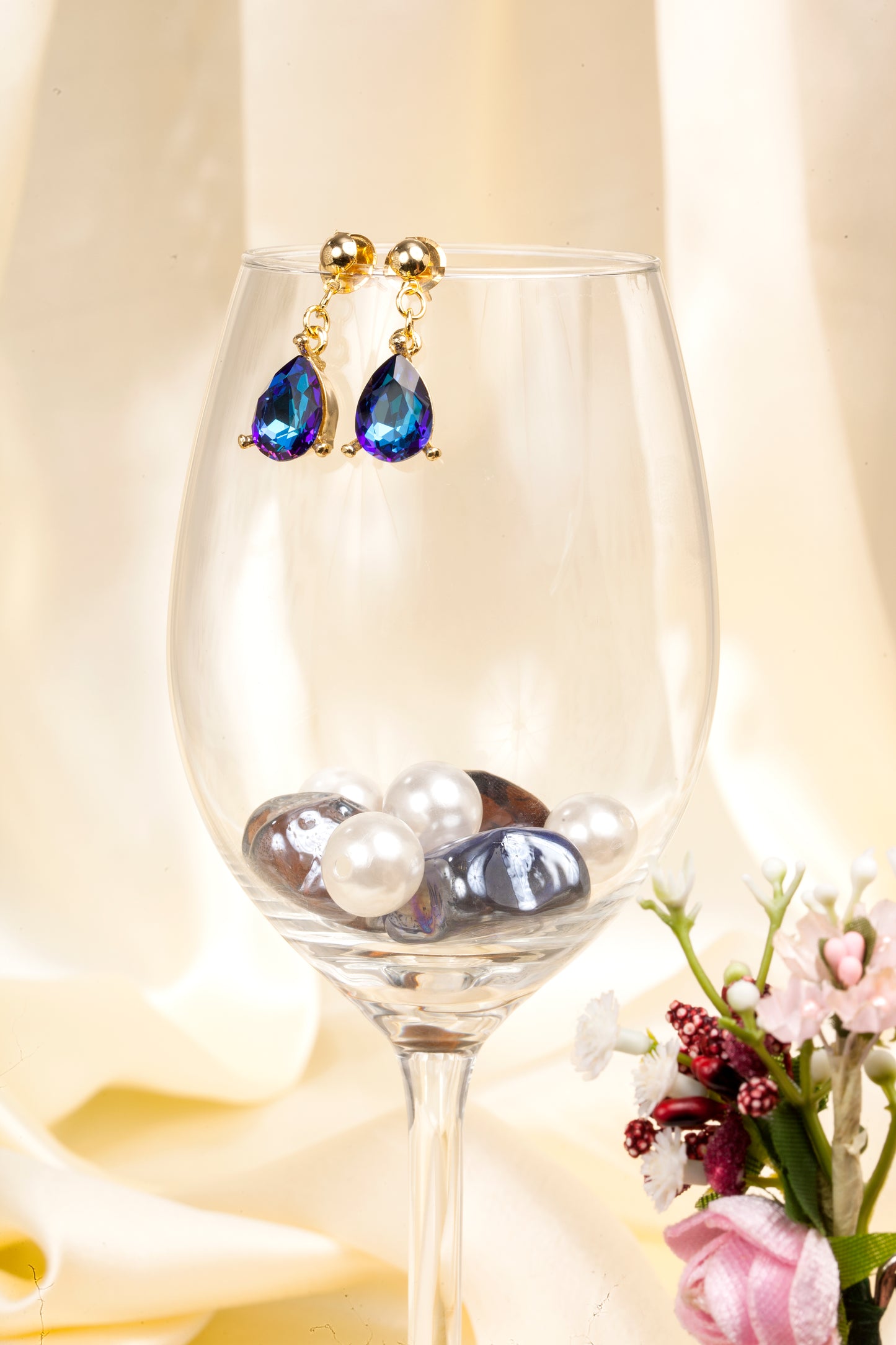 Midnight Muse - Swarovski Crystal Drop Earrings (18K Gold Finish)